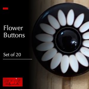 Flower Buttons - set of 20, Brown & Cream